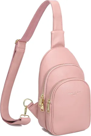 INICAT Crossbody Sling Bags Fanny Packs Leather Purses Chest Bag for Women