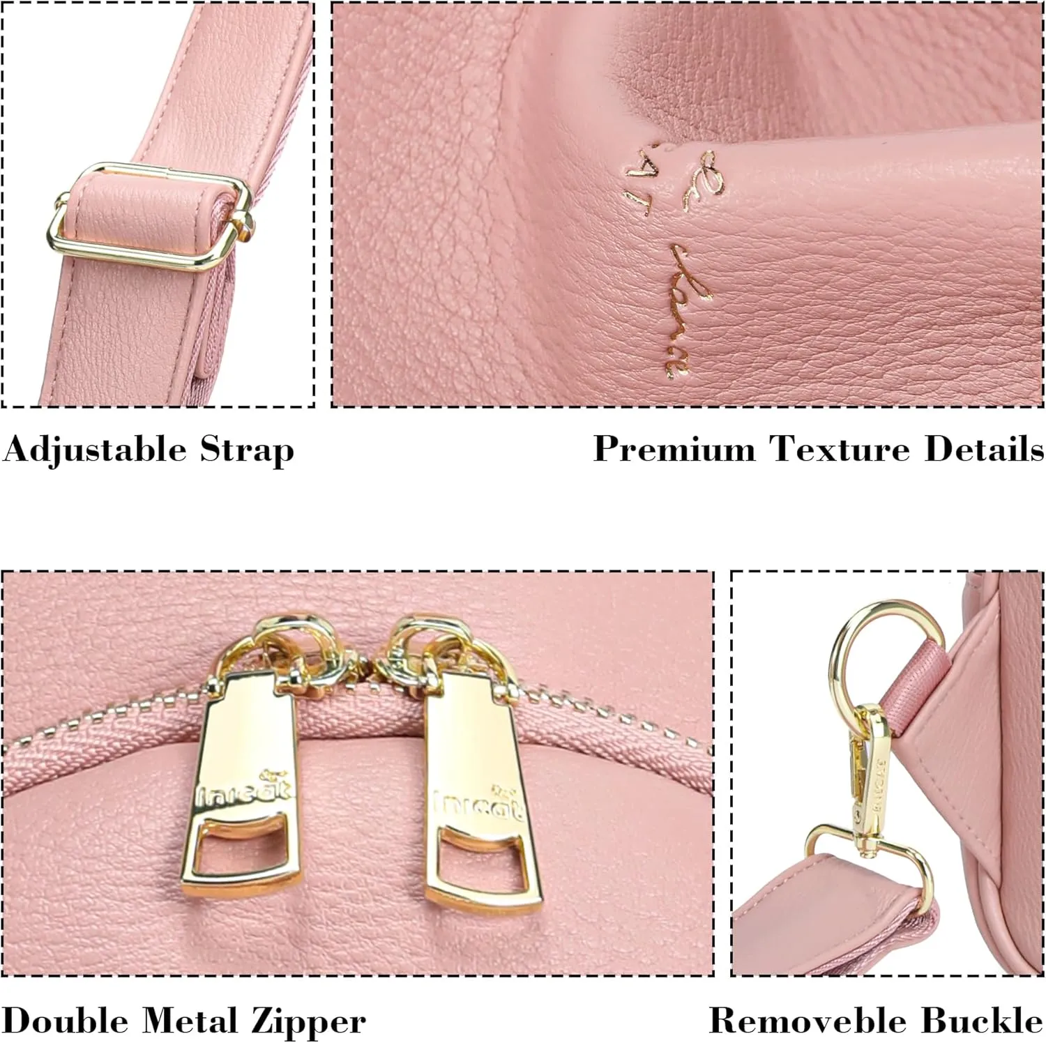 INICAT Crossbody Sling Bags Fanny Packs Leather Purses Chest Bag for Women