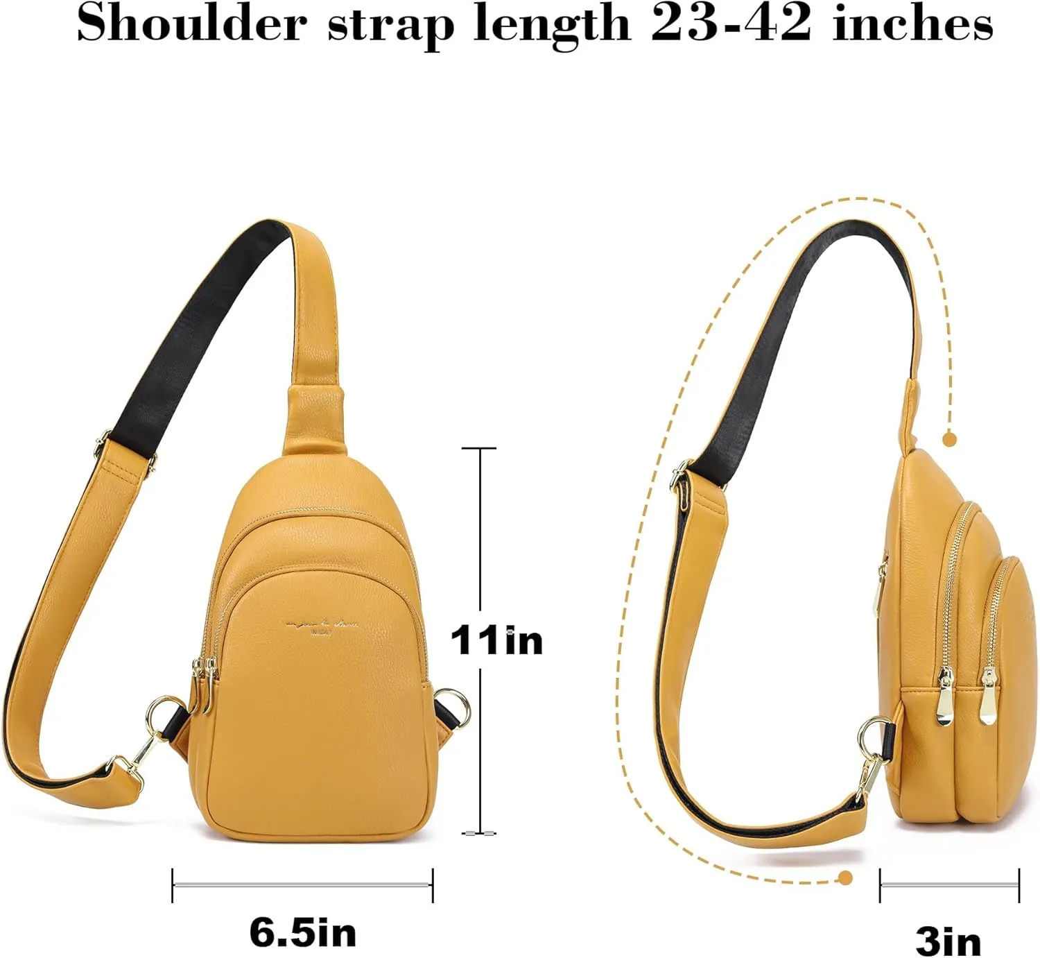 INICAT Crossbody Sling Bags Fanny Packs Leather Purses Chest Bag for Women