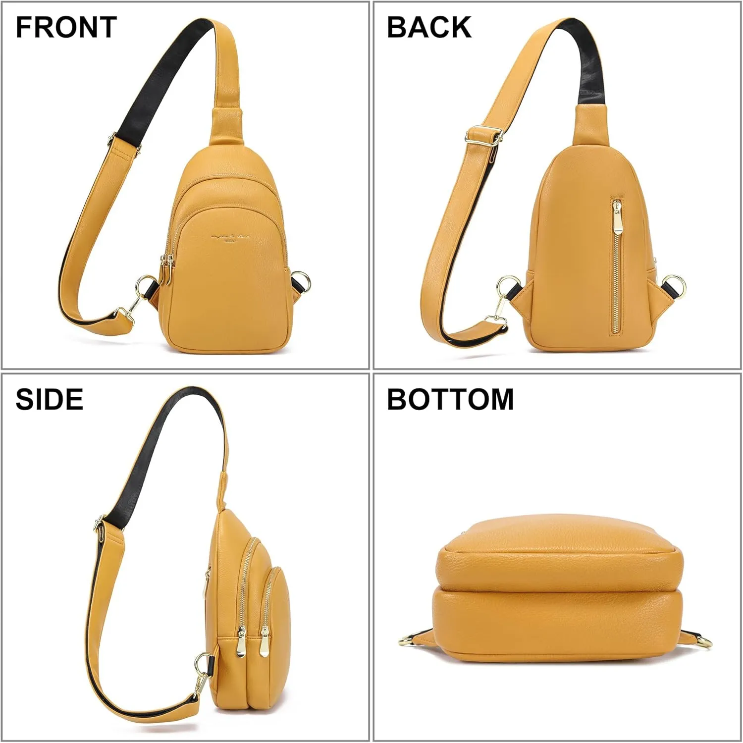INICAT Crossbody Sling Bags Fanny Packs Leather Purses Chest Bag for Women