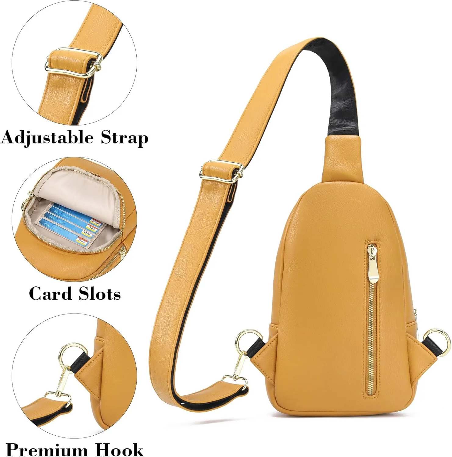 INICAT Crossbody Sling Bags Fanny Packs Leather Purses Chest Bag for Women