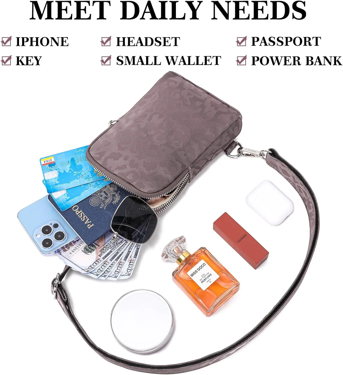 INICAT Nylon Small Crossbody Bags for Women 1L Sling Bag for Men Shoulder Bag Fanny Pack Travel Essentials