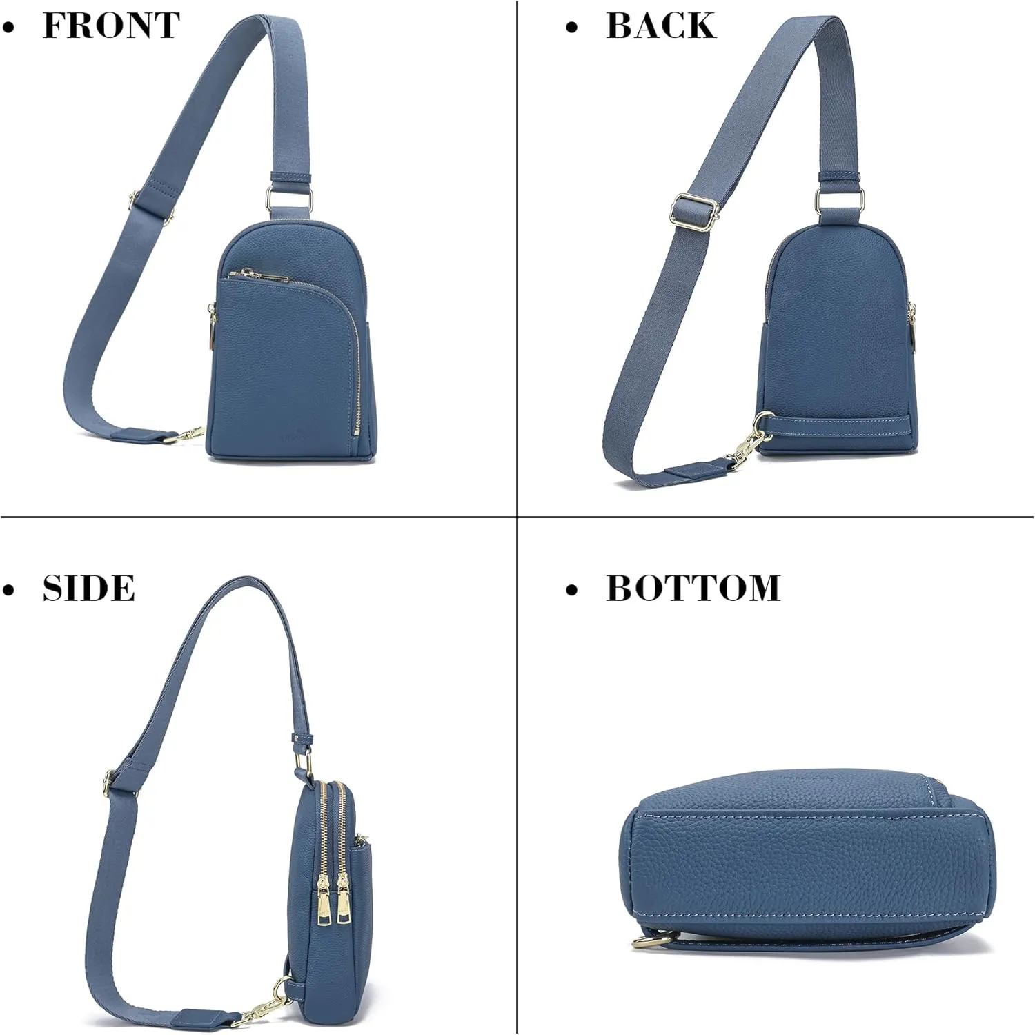 INICAT RFID Blocking Sling Bag Leather Crossbody Bags for Women Fanny Pack Cross Body for Woman Chest Bag for Travel 1.9L