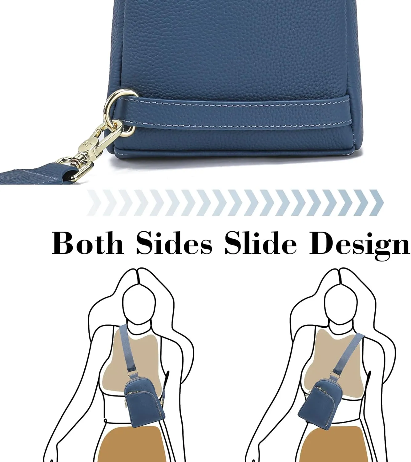 INICAT RFID Blocking Sling Bag Leather Crossbody Bags for Women Fanny Pack Cross Body for Woman Chest Bag for Travel 1.9L