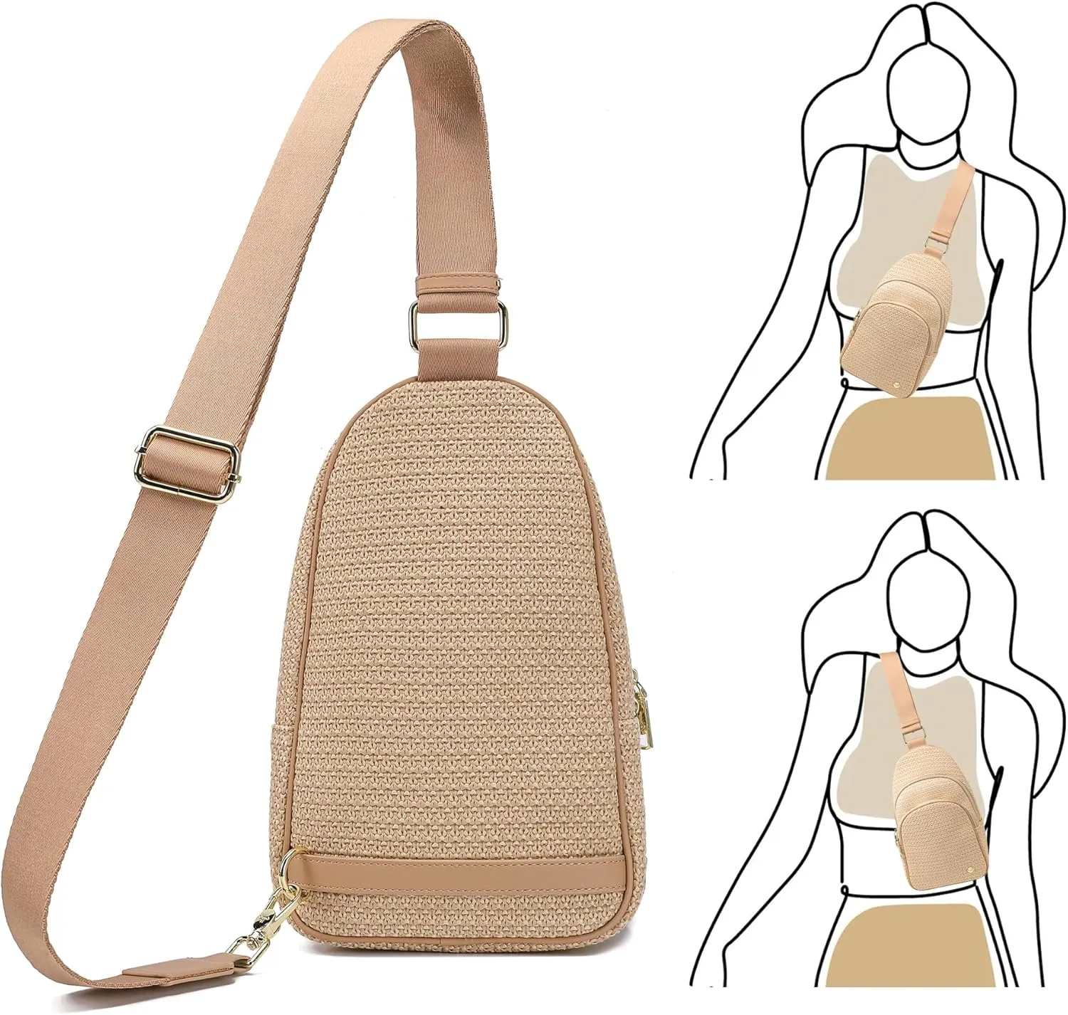 INICAT Summer Straw Bag Small Sling Beach Bag Crossbody Bags for Women