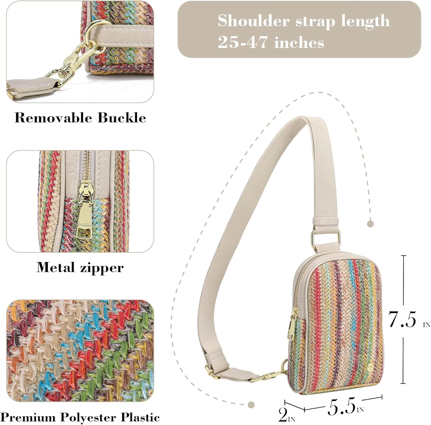 INICAT Summer Straw Bag Small Sling Beach Bag Crossbody Bags for Women