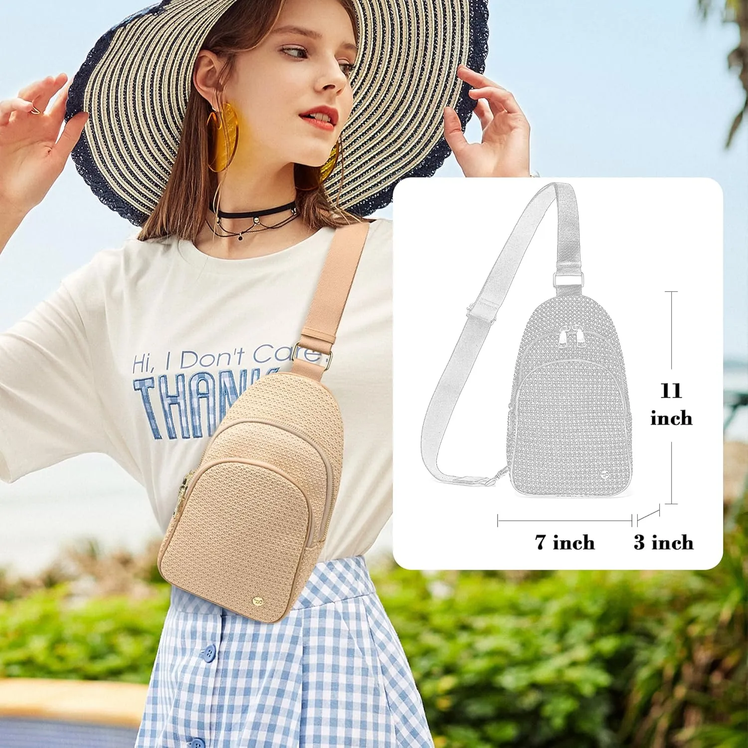 INICAT Summer Straw Bag Small Sling Beach Bag Crossbody Bags for Women