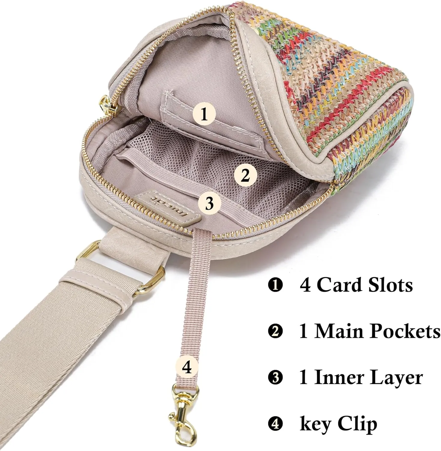 INICAT Summer Straw Bag Small Sling Beach Bag Crossbody Bags for Women