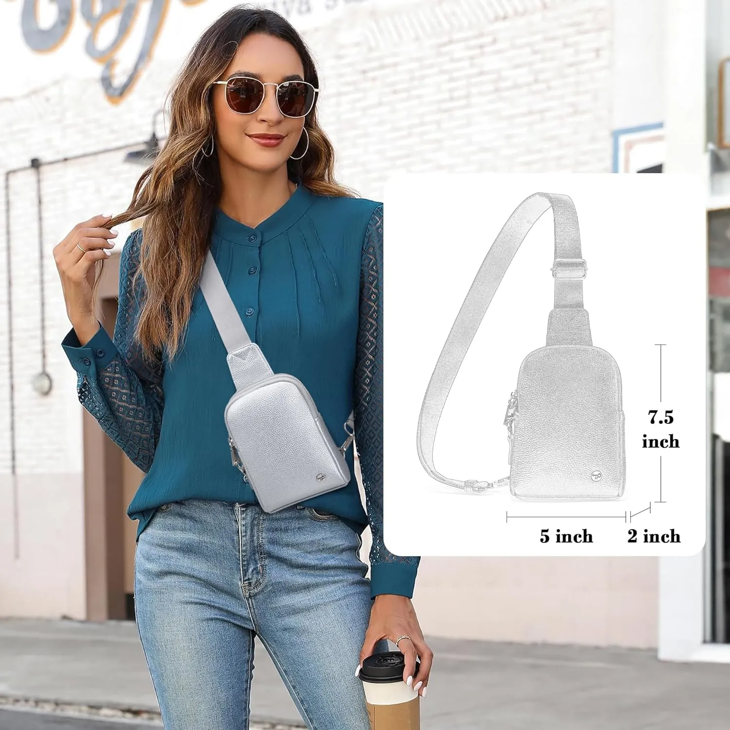 INICAT Travel Small Sling Bag Leather Crossbody Bags for Women Fanny Packs Cross Body Bag for Woman Cross Body Purses