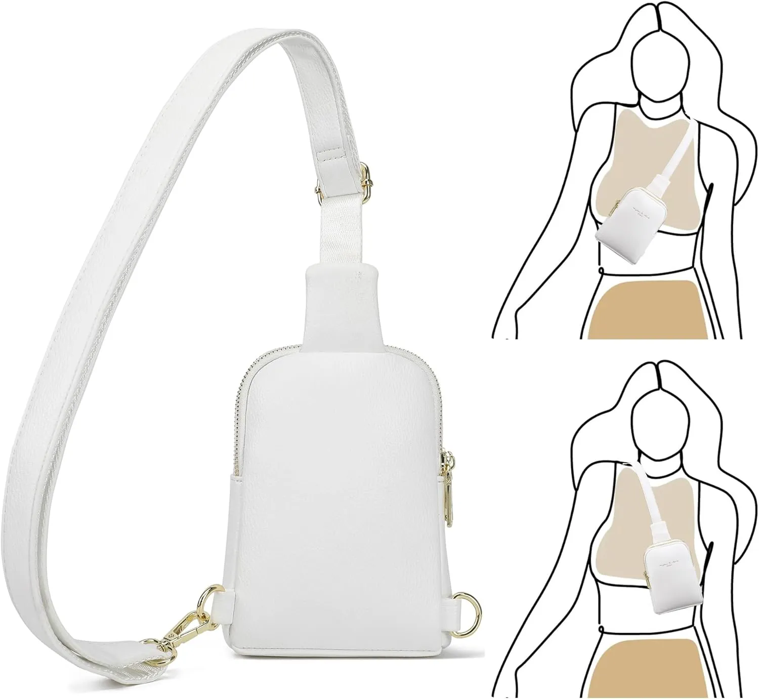 INICAT Travel Small Sling Bag Leather Crossbody Bags for Women Fanny Packs Cross Body Bag for Woman Cross Body Purses