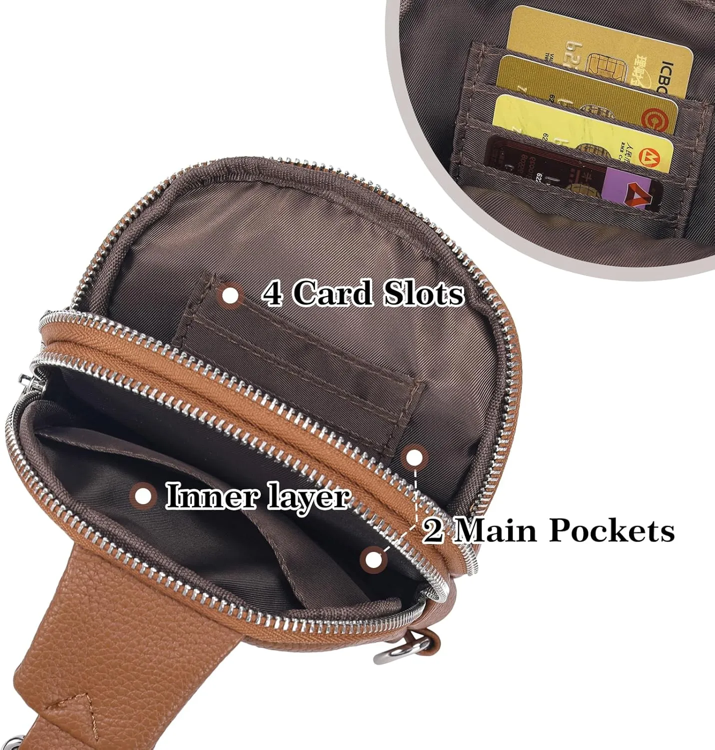 INICAT Travel Small Sling Bag Leather Crossbody Bags for Women Fanny Packs Cross Body Bag for Woman Cross Body Purses
