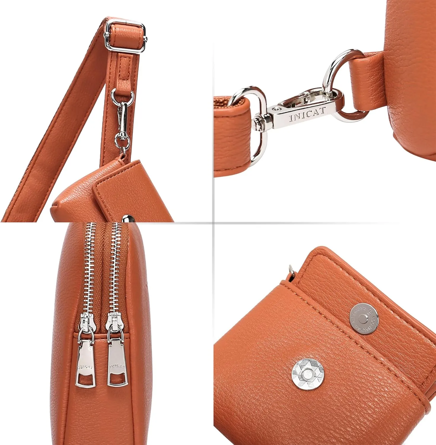 INICAT Travel Small Sling Bag Leather Crossbody Bags for Women Fanny Packs Cross Body Bag for Woman Cross Body Purses