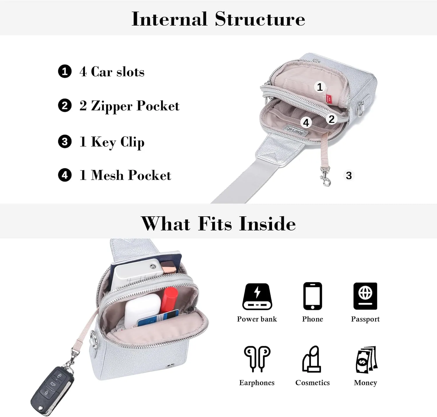 INICAT Travel Small Sling Bag Leather Crossbody Bags for Women Fanny Packs Cross Body Bag for Woman Cross Body Purses