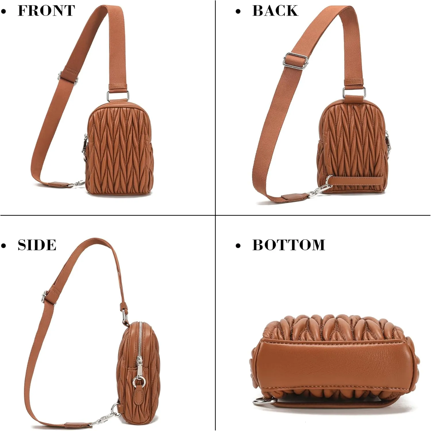 INICAT Travel Small Sling Bag Leather Crossbody Bags for Women Fanny Packs Cross Body Bag for Woman Cross Body Purses