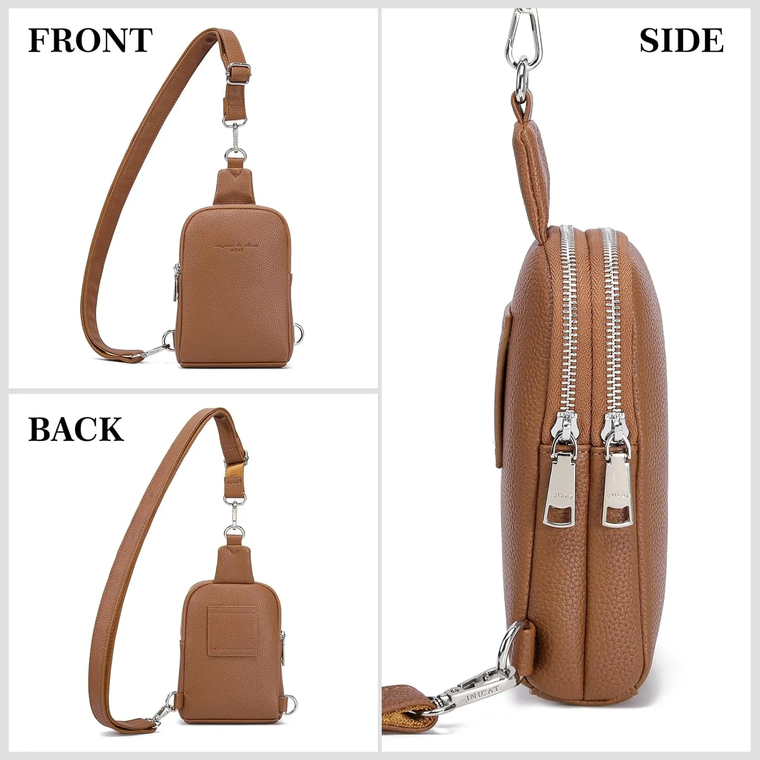 INICAT Travel Small Sling Bag Leather Crossbody Bags for Women Fanny Packs Cross Body Bag for Woman Cross Body Purses
