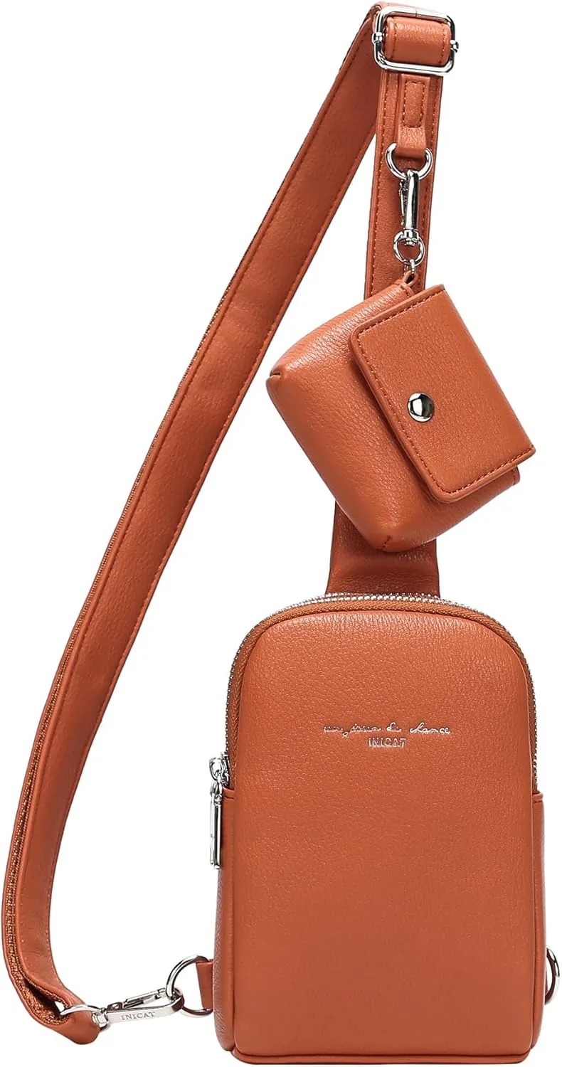 INICAT Travel Small Sling Bag Leather Crossbody Bags for Women Fanny Packs Cross Body Bag for Woman Cross Body Purses