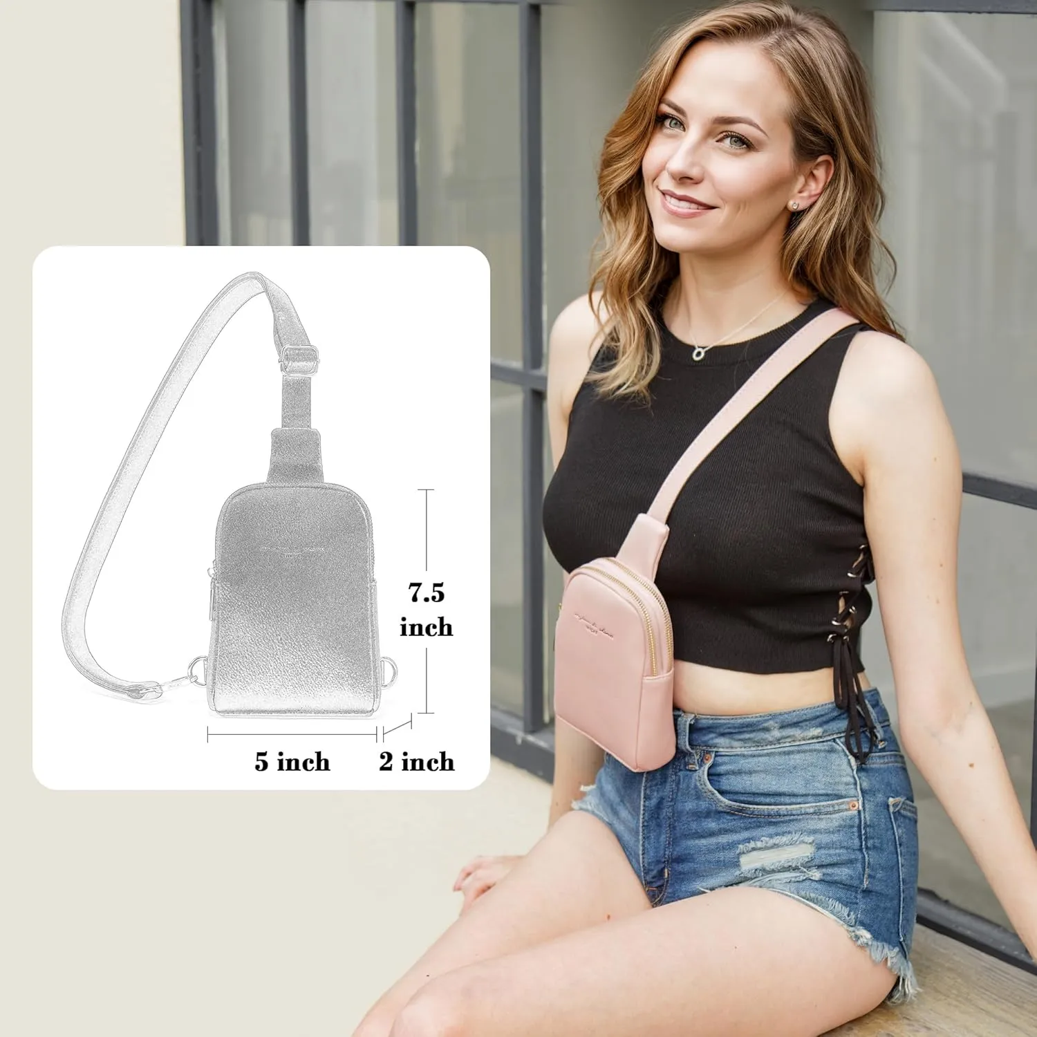 INICAT Travel Small Sling Bag Leather Crossbody Bags for Women Fanny Packs Cross Body Bag for Woman Cross Body Purses
