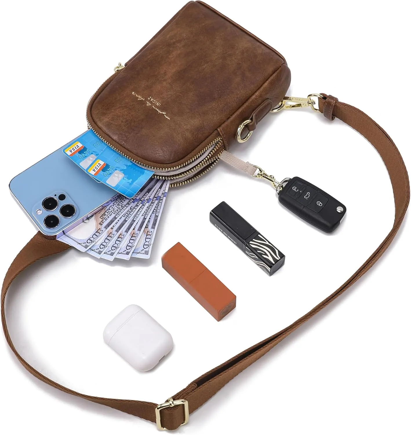 INICAT Travel Small Sling Bag Leather Crossbody Bags for Women Fanny Packs Cross Body Bag for Woman Cross Body Purses