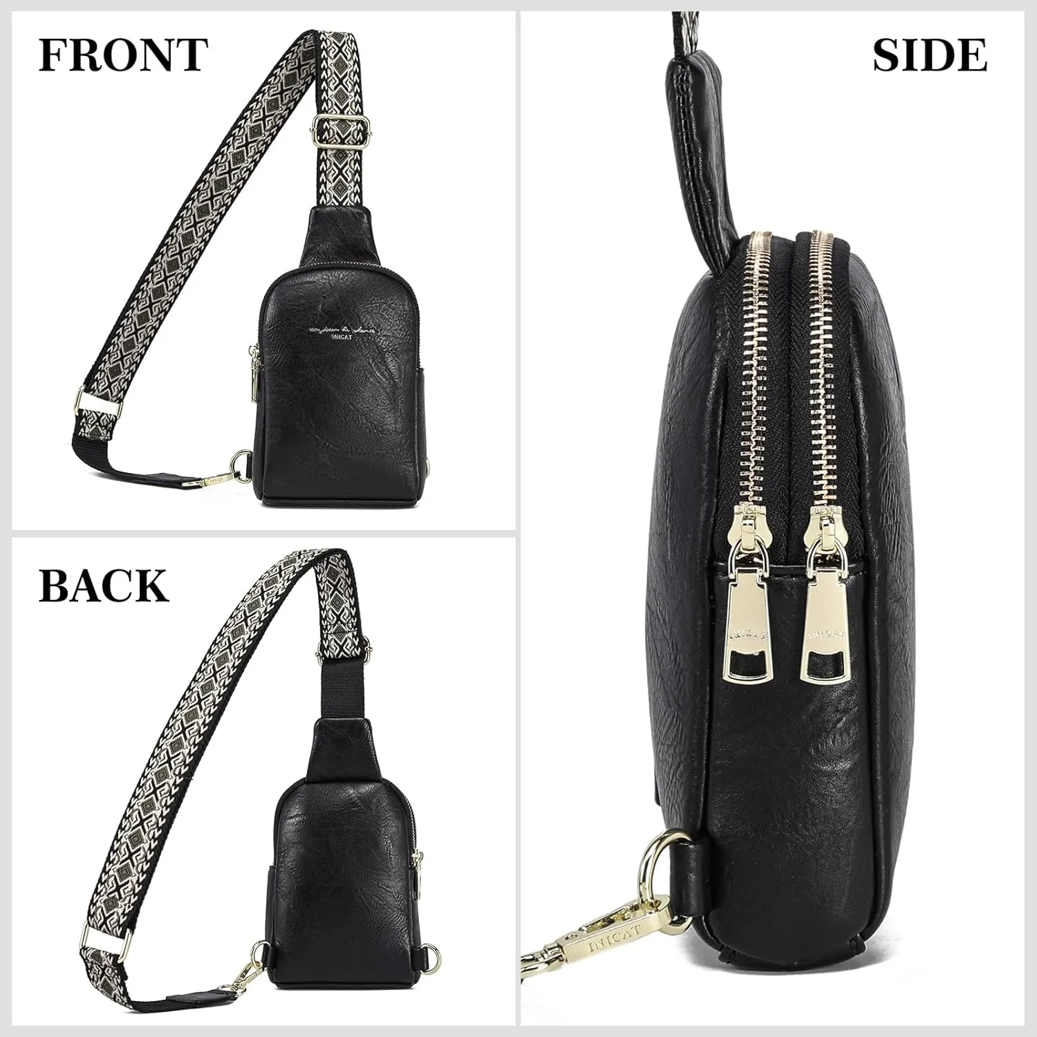 INICAT Travel Small Sling Bag Leather Crossbody Bags for Women Fanny Packs Cross Body Bag for Woman Cross Body Purses