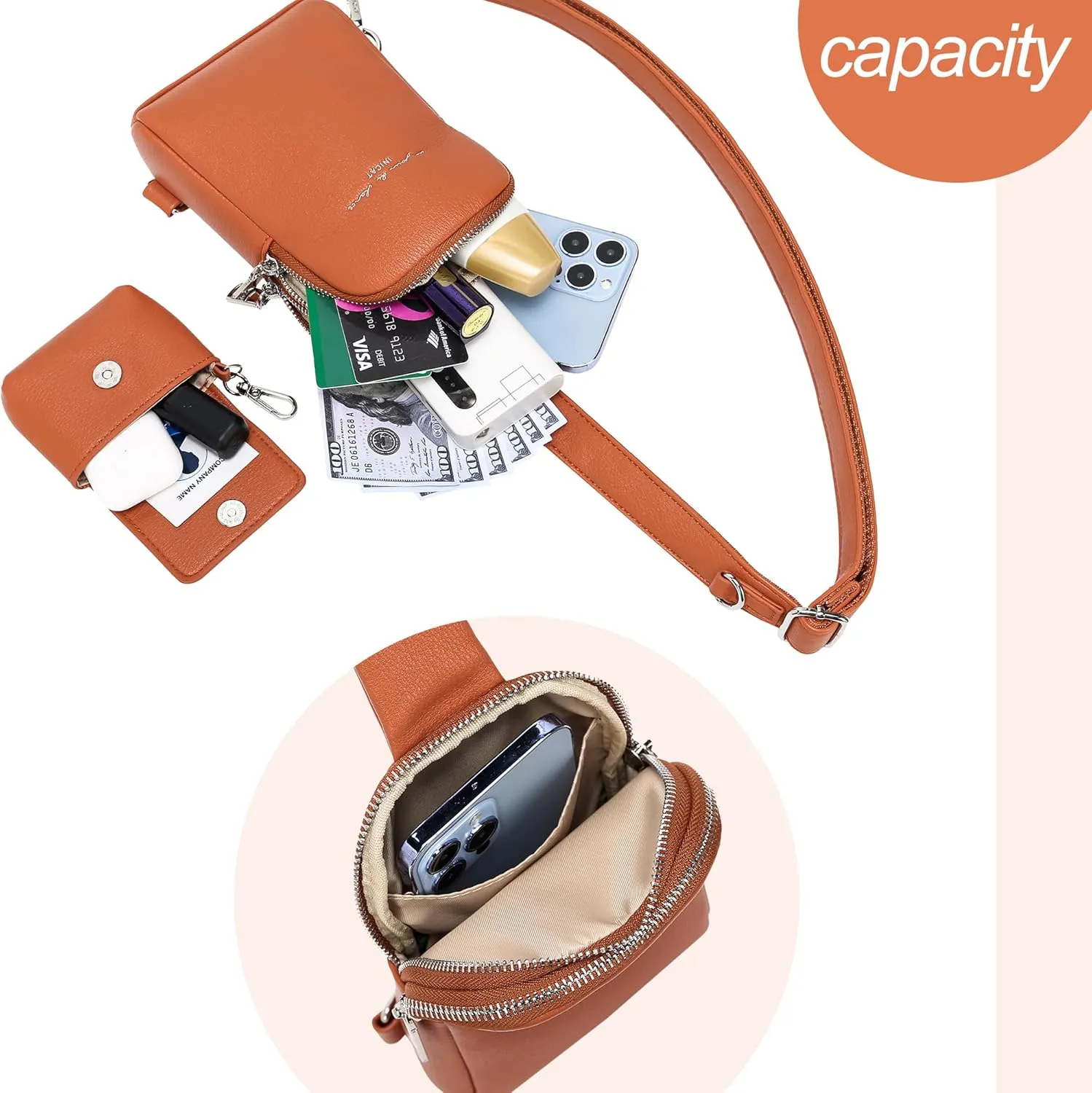 INICAT Travel Small Sling Bag Leather Crossbody Bags for Women Fanny Packs Cross Body Bag for Woman Cross Body Purses
