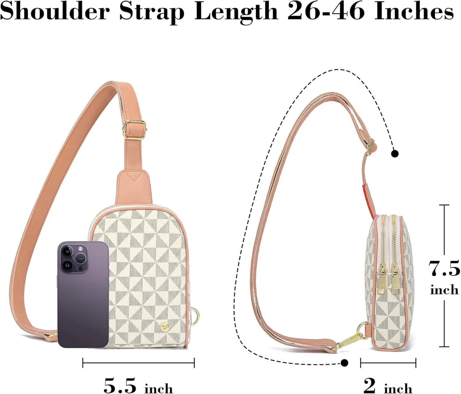 INICAT Travel Small Sling Bag Leather Crossbody Bags for Women Fanny Packs Cross Body Bag for Woman Cross Body Purses