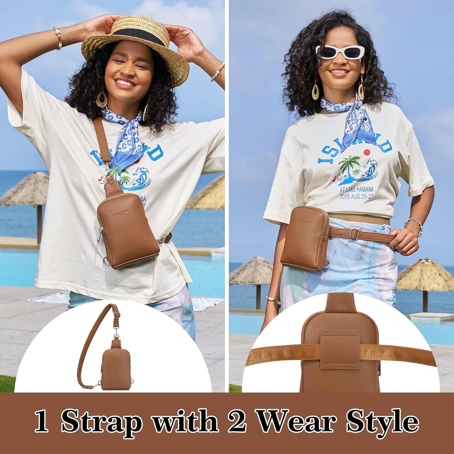 INICAT Travel Small Sling Bag Leather Crossbody Bags for Women Fanny Packs Cross Body Bag for Woman Cross Body Purses