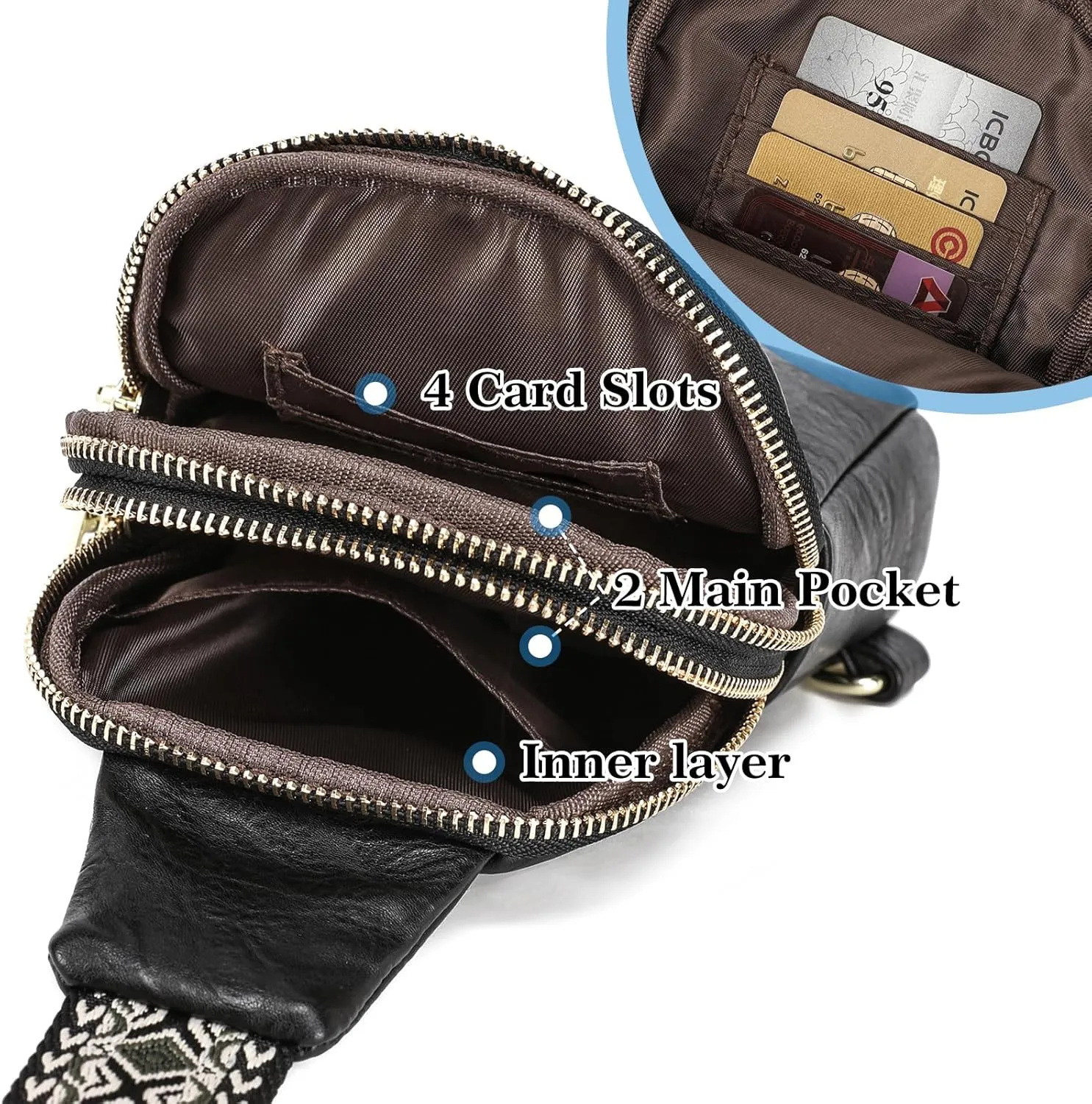 INICAT Travel Small Sling Bag Leather Crossbody Bags for Women Fanny Packs Cross Body Bag for Woman Cross Body Purses