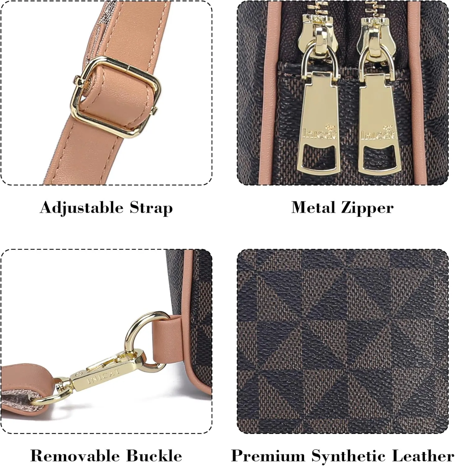 INICAT Travel Small Sling Bag Leather Crossbody Bags for Women Fanny Packs Cross Body Bag for Woman Cross Body Purses