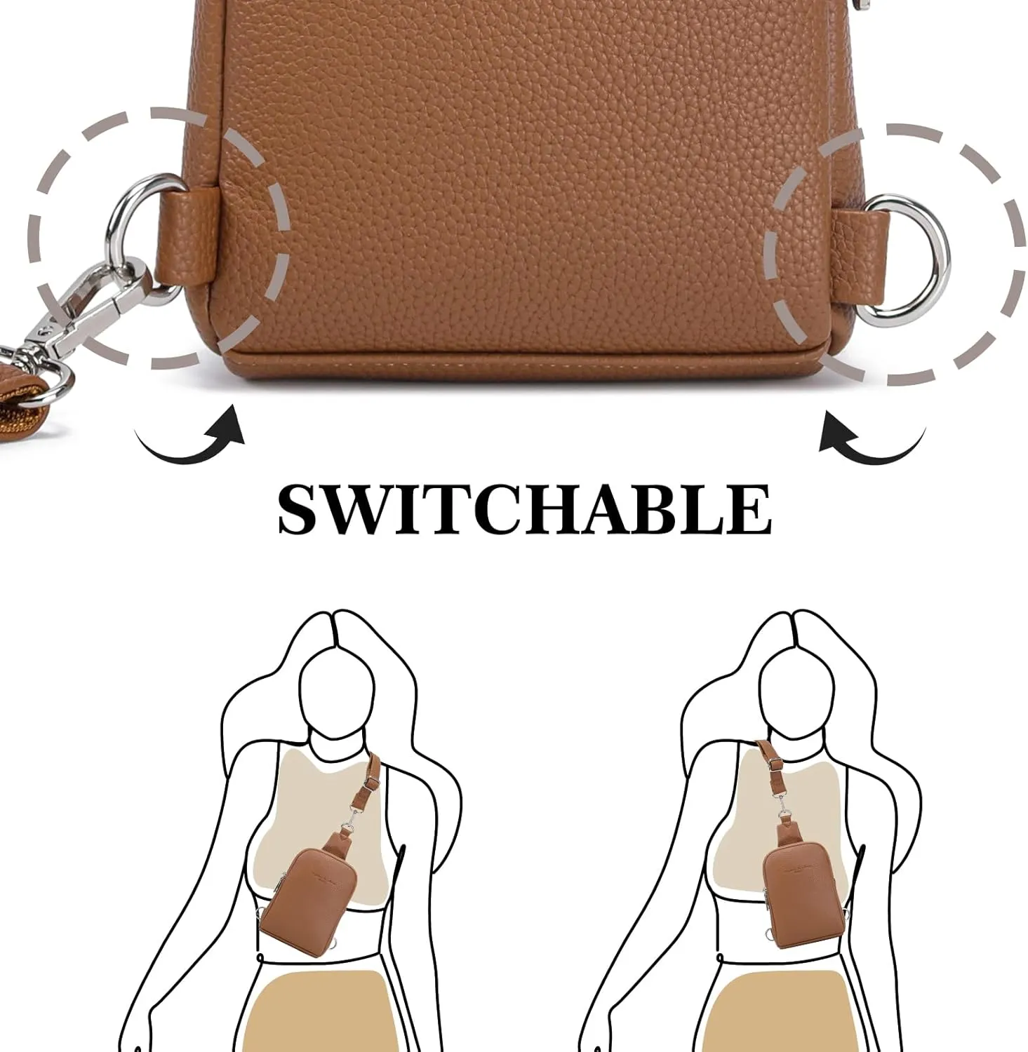 INICAT Travel Small Sling Bag Leather Crossbody Bags for Women Fanny Packs Cross Body Bag for Woman Cross Body Purses