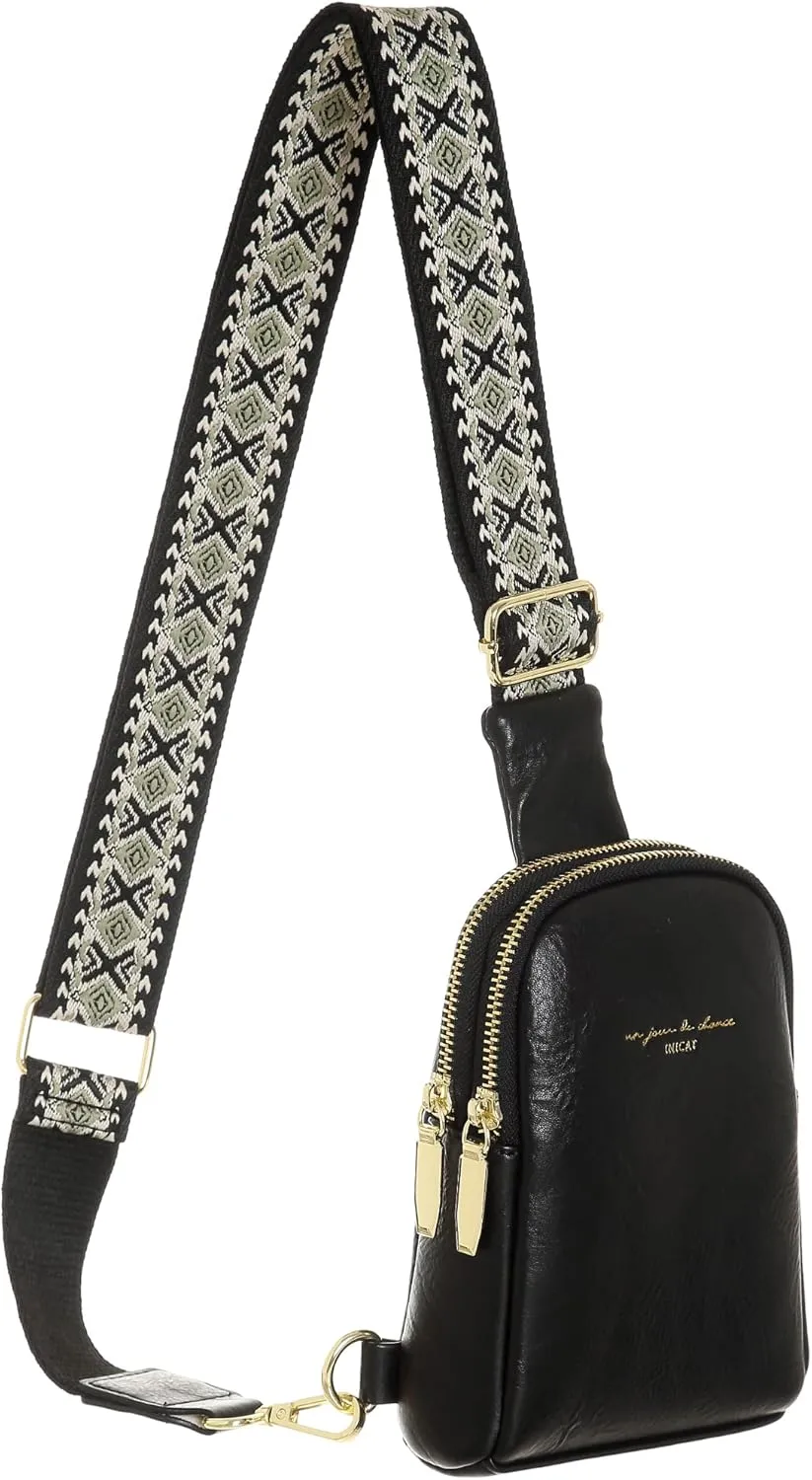 INICAT Travel Small Sling Bag Leather Crossbody Bags for Women Fanny Packs Cross Body Bag for Woman Cross Body Purses