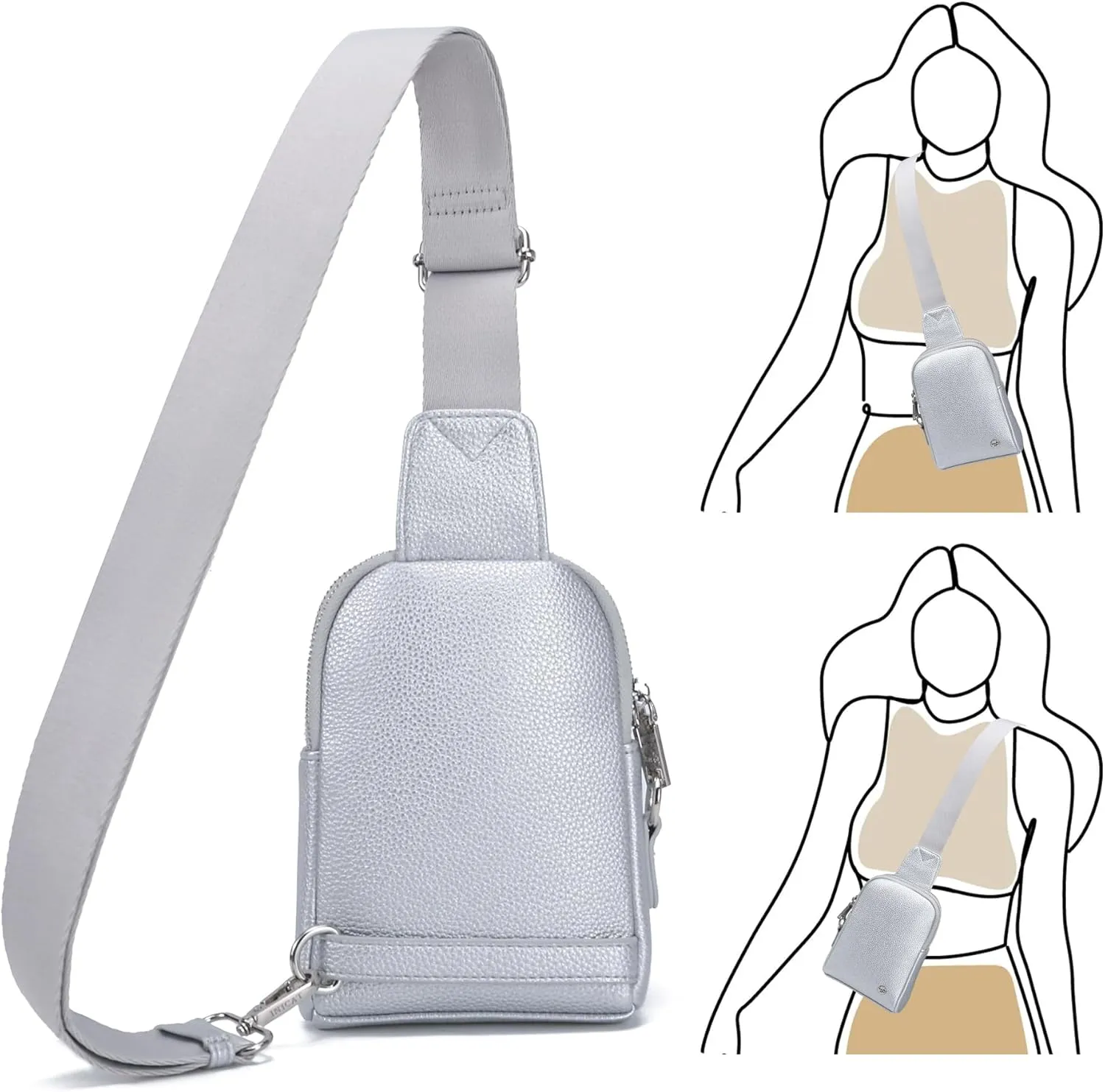 INICAT Travel Small Sling Bag Leather Crossbody Bags for Women Fanny Packs Cross Body Bag for Woman Cross Body Purses