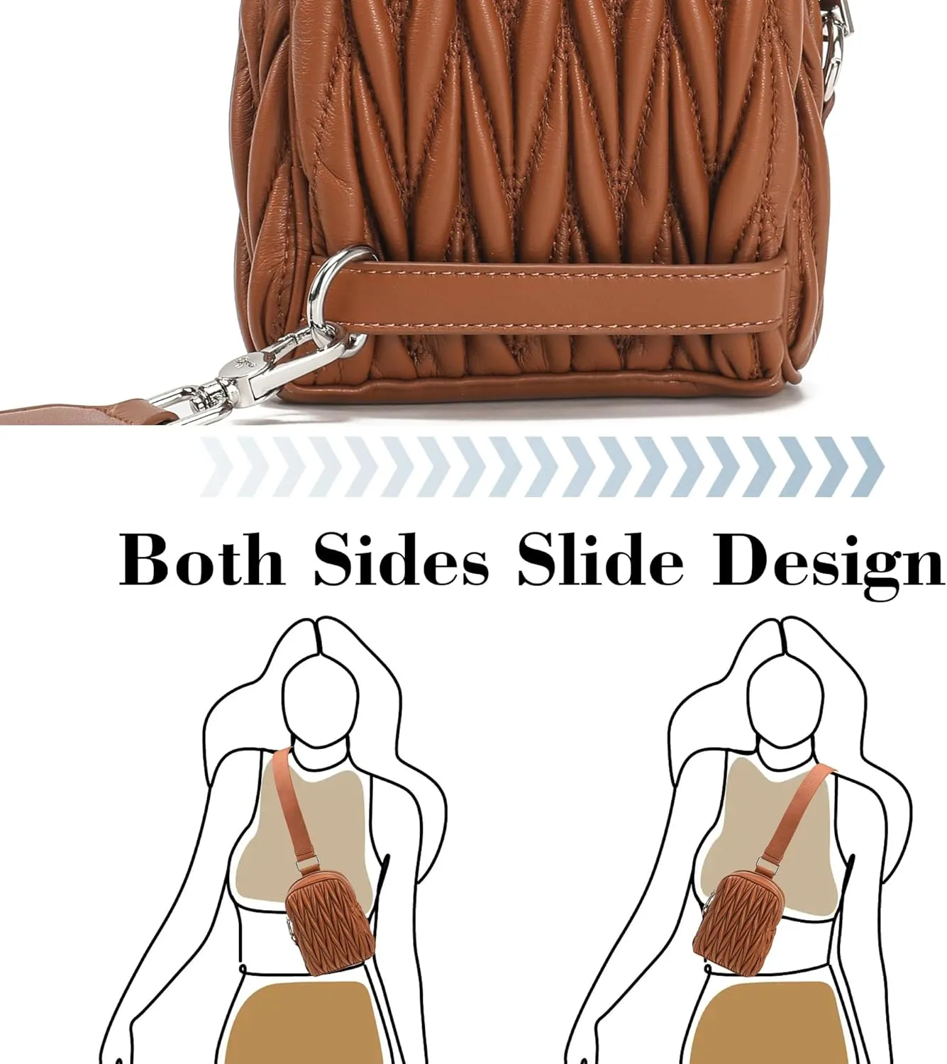 INICAT Travel Small Sling Bag Leather Crossbody Bags for Women Fanny Packs Cross Body Bag for Woman Cross Body Purses