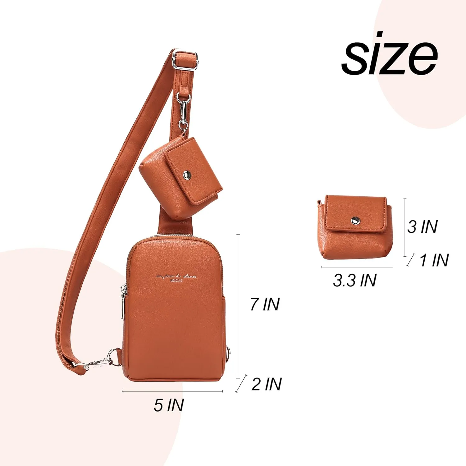 INICAT Travel Small Sling Bag Leather Crossbody Bags for Women Fanny Packs Cross Body Bag for Woman Cross Body Purses