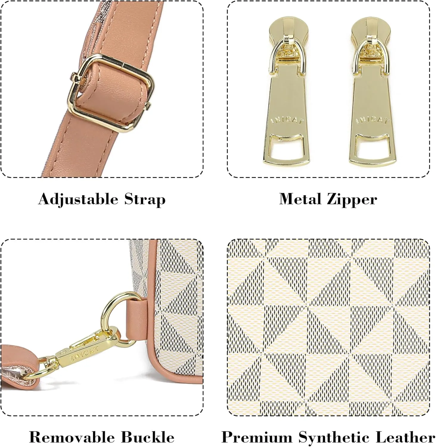 INICAT Travel Small Sling Bag Leather Crossbody Bags for Women Fanny Packs Cross Body Bag for Woman Cross Body Purses