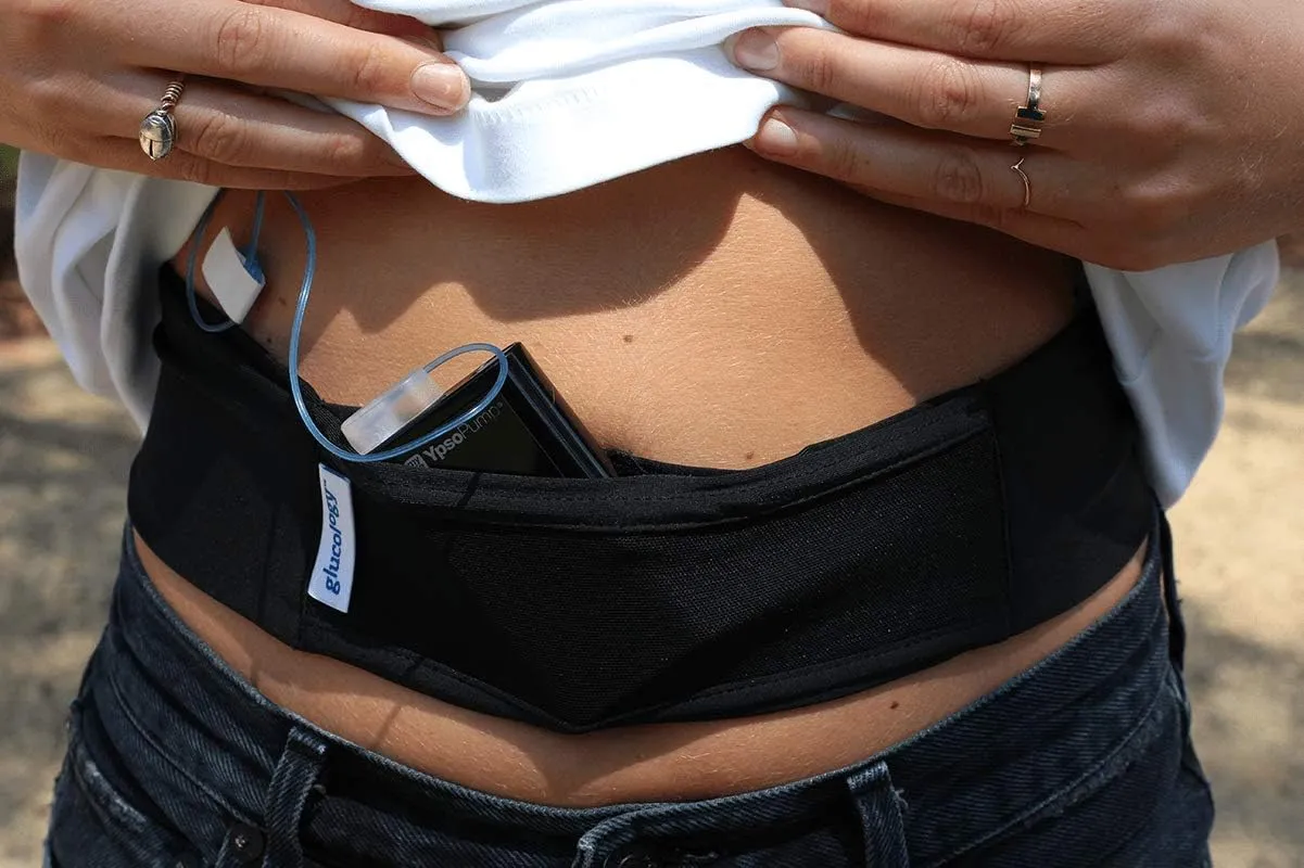 Insulin Pump Holder Waist Belt for Kids, Breathable, Elastic & Soft Fabric with Mesh for Easy Viewing, Ideal for Sleeping and Daily Use (18''–22'', Black)