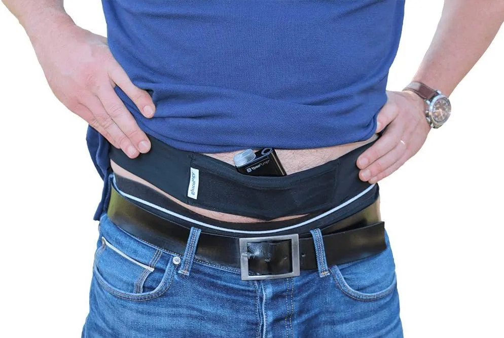 Insulin Pump Holder Waist Belt for Kids, Breathable, Elastic & Soft Fabric with Mesh for Easy Viewing, Ideal for Sleeping and Daily Use (18''–22'', Black)