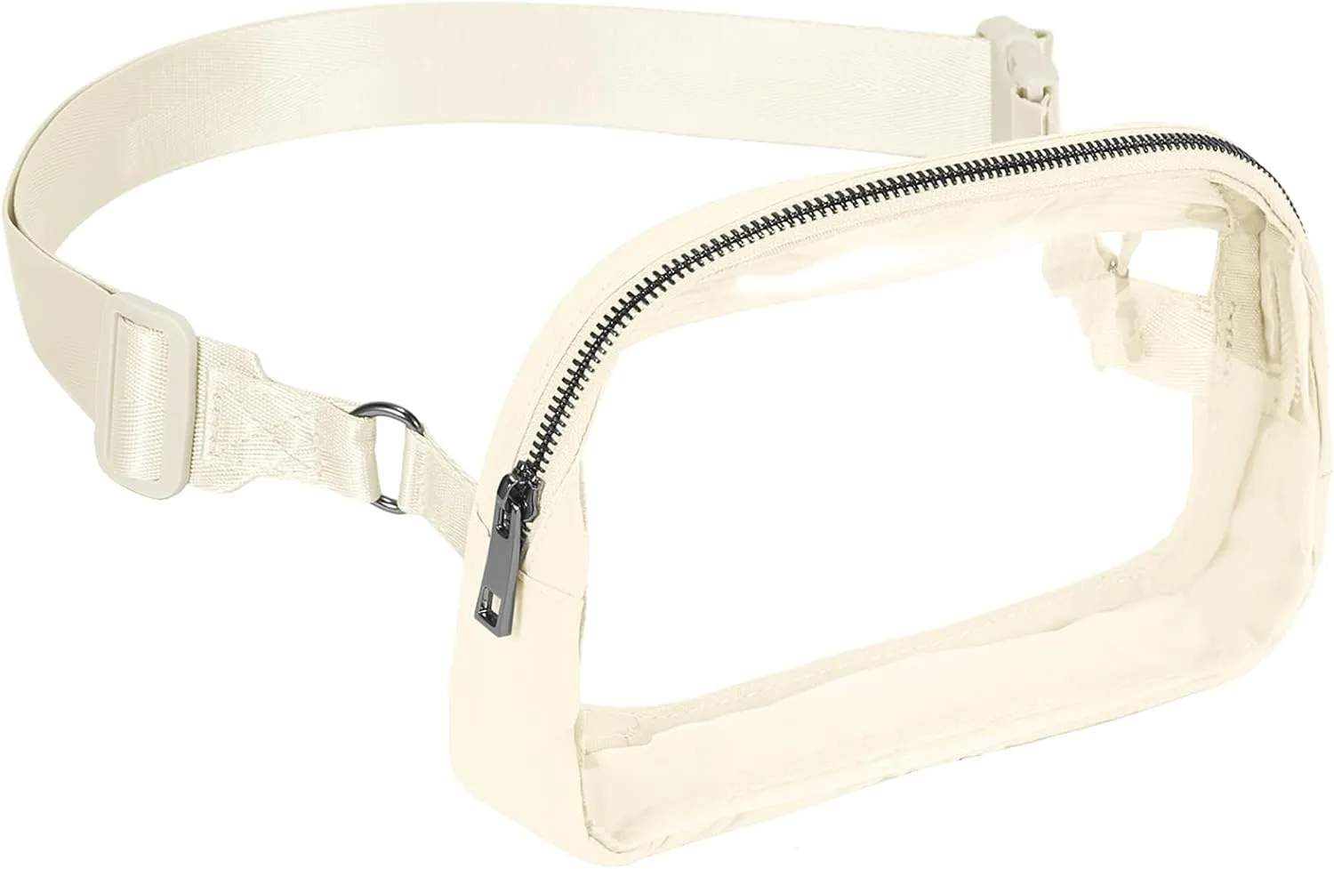 INTINI Clear Fanny Pack for Stadium Events – Small, Plus size Waist Transparent Belt Bag Sports, Concerts, and Festivals Beige