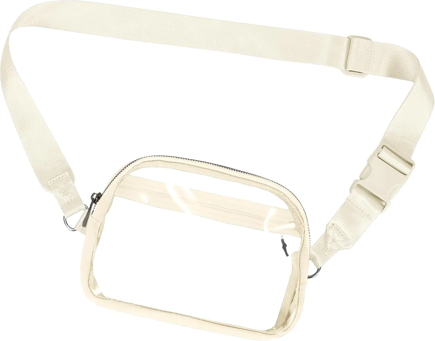 INTINI Clear Fanny Pack for Stadium Events – Small, Plus size Waist Transparent Belt Bag Sports, Concerts, and Festivals Beige