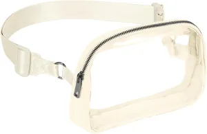 INTINI Clear Fanny Pack for Stadium Events – Small, Plus size Waist Transparent Belt Bag Sports, Concerts, and Festivals Beige