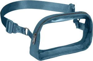 INTINI Clear Fanny Pack for Stadium Events – Small, Plus size Waist Transparent Belt Bag Sports, Concerts, and Festivals (Blue)