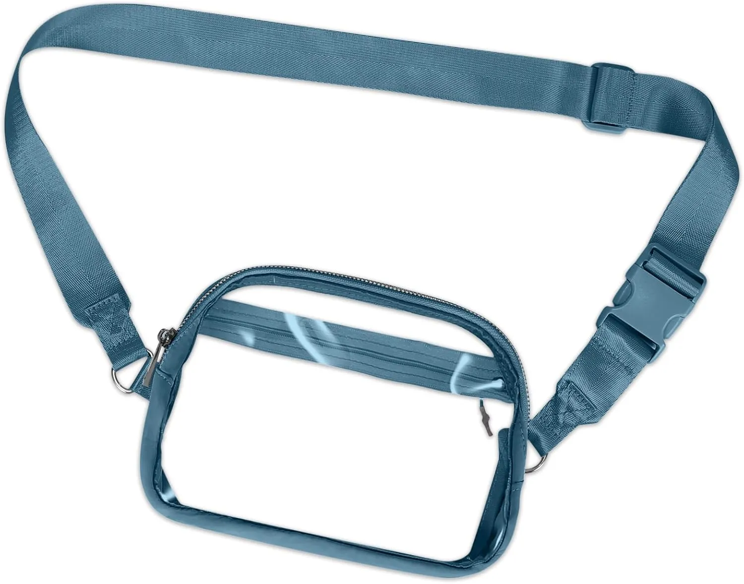 INTINI Clear Fanny Pack for Stadium Events – Small, Plus size Waist Transparent Belt Bag Sports, Concerts, and Festivals (Blue)