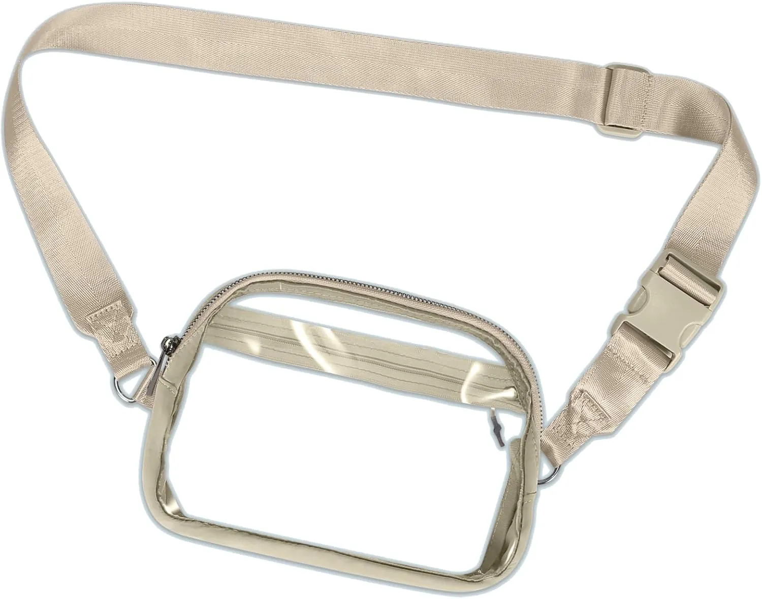 INTINI Clear Fanny Pack for Stadium Events – Small, Plus size Waist Transparent Belt Bag Sports, Concerts, and Festivals Khaki