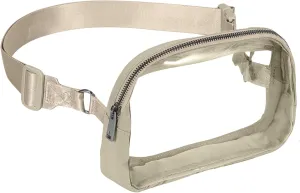 INTINI Clear Fanny Pack for Stadium Events – Small, Plus size Waist Transparent Belt Bag Sports, Concerts, and Festivals Khaki
