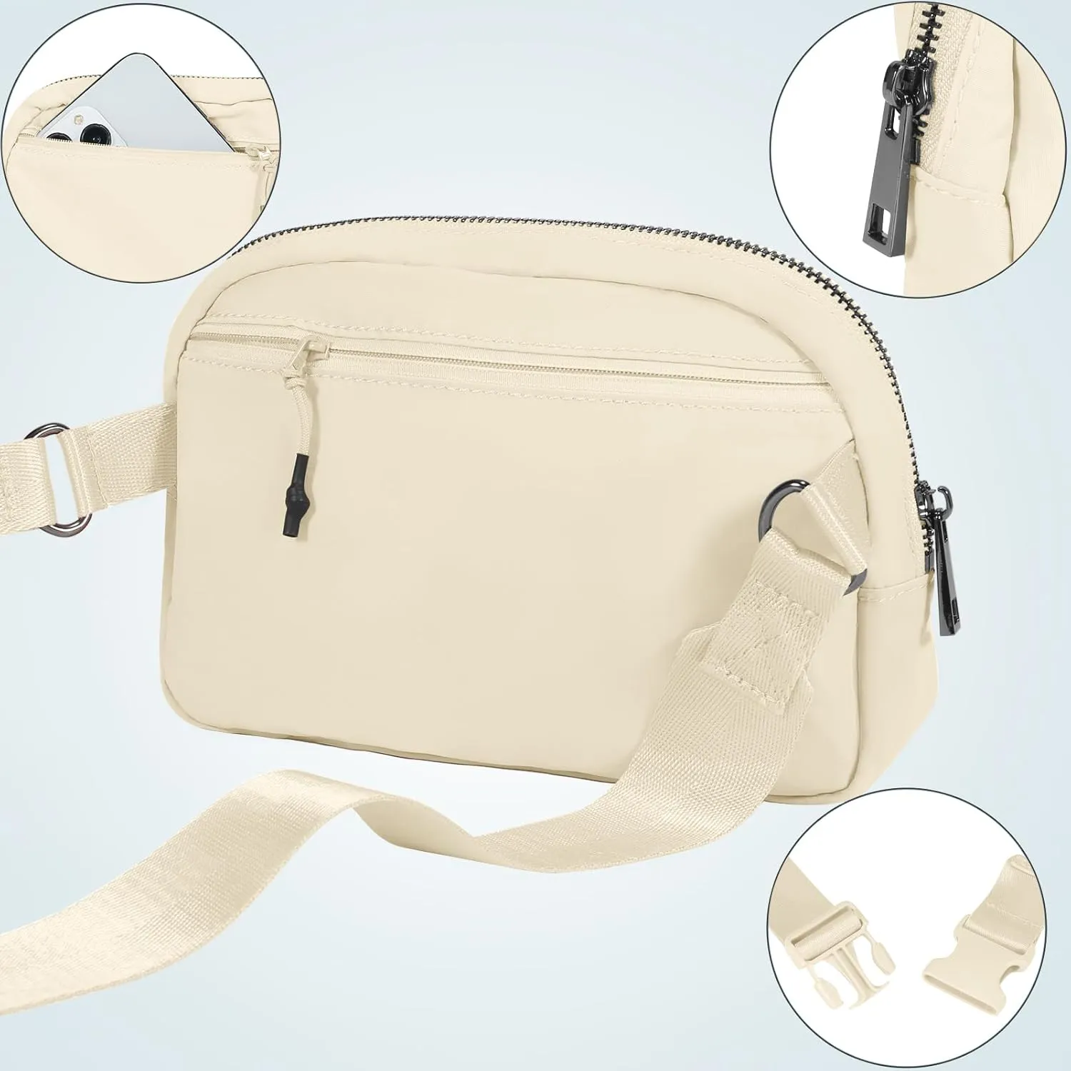 INTINI Everywhere Belt Bag – Large, Crossbody Fanny Pack Women 56 Inch Plus Size Waist Cross Body Fashion (White)