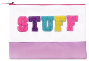iscream 10.5" x 7.75" Chenille Patch Accent Nylon Zippered Travel Accessory Pouch, Stuff