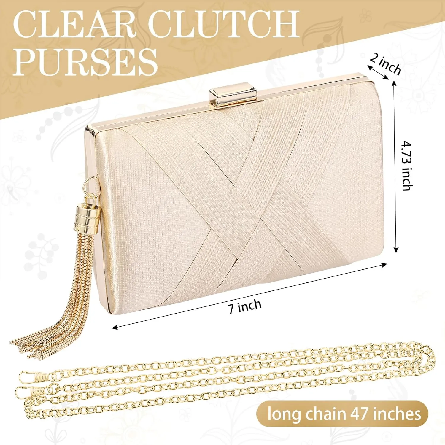 Jadive 3 Pcs Clutch Purses for Women Handbag Evening Purses Bag for Wedding Vintage Banquet Handbag Earrings Necklace Set