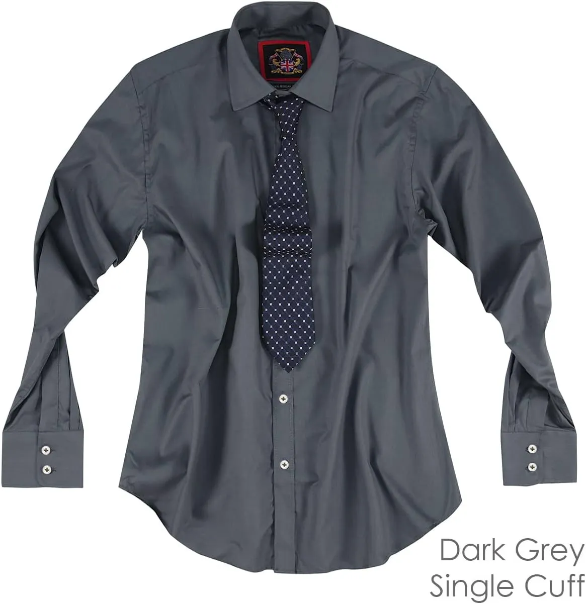 JANEO BRITISH APPAREL Nos Tibi Serviat UK Co Mens Plain Long Sleeve Formal Dress Shirts,Regular Fit,Double & Single Cuff