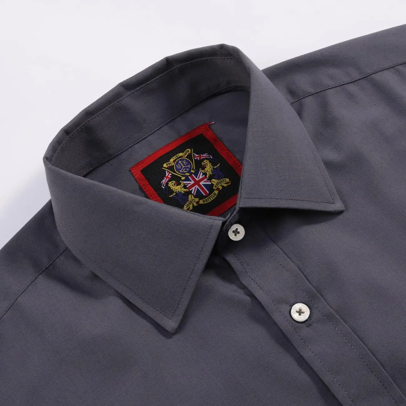 JANEO BRITISH APPAREL Nos Tibi Serviat UK Co Mens Plain Long Sleeve Formal Dress Shirts,Regular Fit,Double & Single Cuff