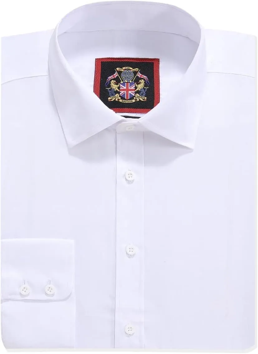 JANEO BRITISH APPAREL Nos Tibi Serviat UK Co Mens Plain Long Sleeve Formal Dress Shirts,Regular Fit,Double & Single Cuff