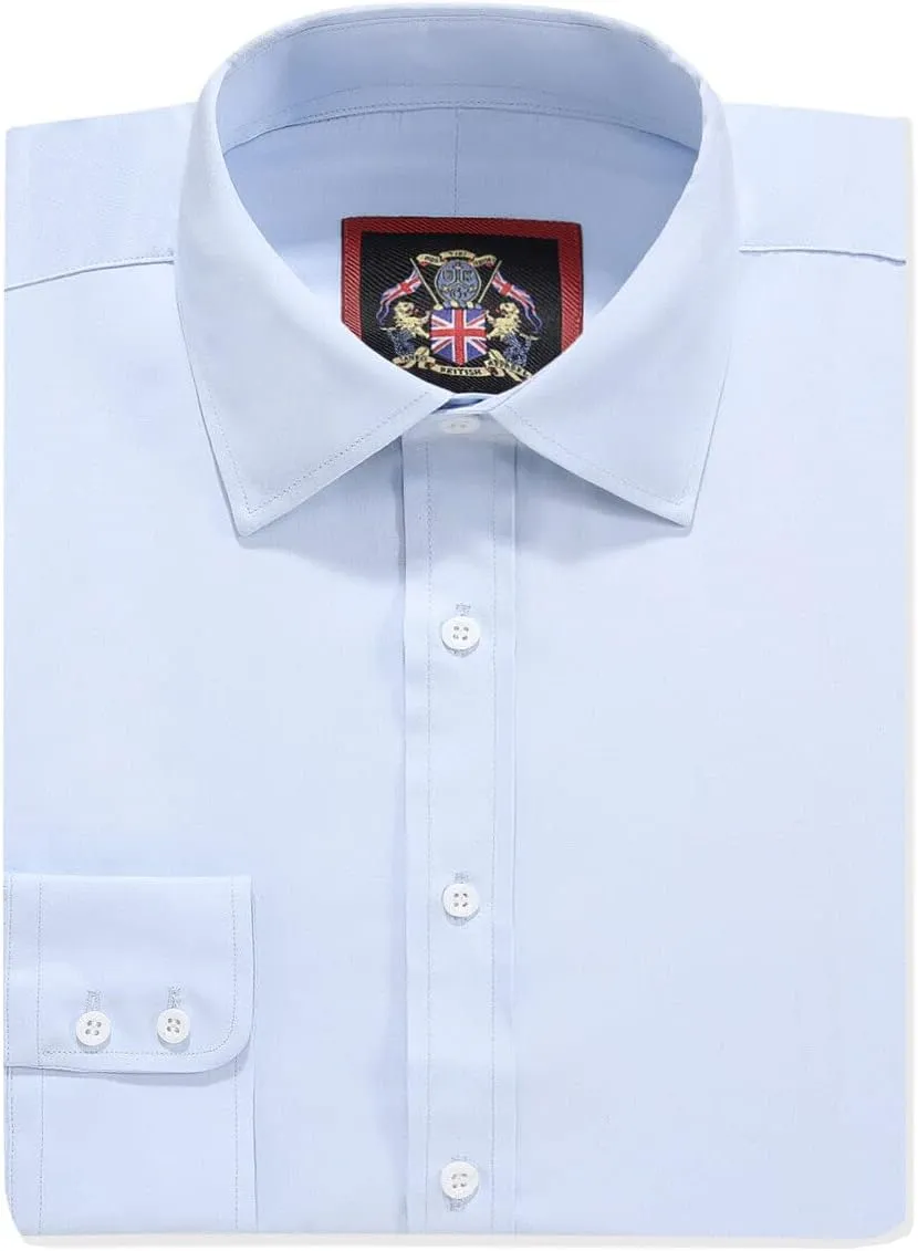 JANEO BRITISH APPAREL Nos Tibi Serviat UK Co Mens Plain Long Sleeve Formal Dress Shirts,Regular Fit,Double & Single Cuff